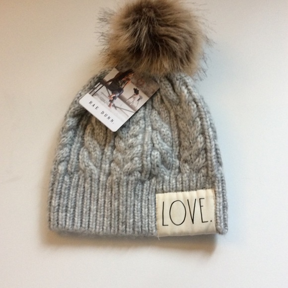 Rae Dunn Accessories - Rae Dunn Beanie Winter Pom Pom Hat Love NWT